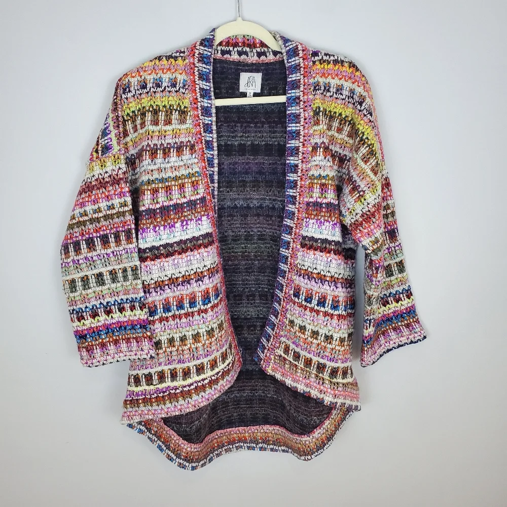 Anthropologie Dra Los Angeles Yoko Kimono Woven Knit Open Front Cardigan Size M